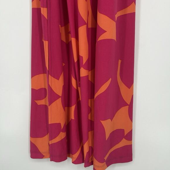 Bar lll Halter Maxi Dress Pink Orange Abstract Floral Sleeveless Resort Size S - Picture 8 of 10